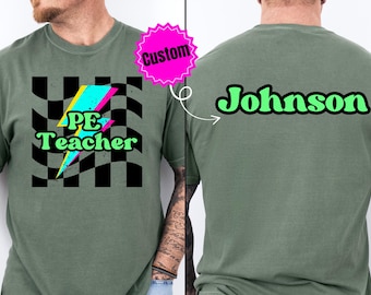 Custom PE Teacher Shirt Comfort Colors® Gym Coach Tee Retro School Gift Middle School Physical Education Top Elementary Teacher Gym Coach