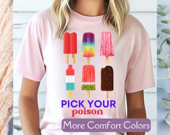 Chemise popsicle, t-shirt crème glacée Comfort Colors®, t-shirt d'été mignon, cadeau de crème glacée pour les amateurs de desserts, t-shirt palette, chemise pour amoureux de la plage
