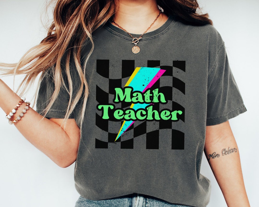 Retro Math Teacher Shirt, Comfort Colors® Neon Mathematics Teacher T ...