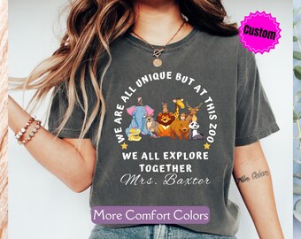 Custom Animal Teacher Shirt, Comfort Colors® First Grade Teacher Tee, Kindergarten Teacher, PreSchool Teacher Shirt, Special Education Shirt