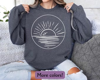 Ocean Sunset Sweatshirt, Cruise Travel Sweatshirt Adventure Sweatshirt Beach Vacation Sweatshirt Nature Lover Sweatshirt Cruise Vacation Top