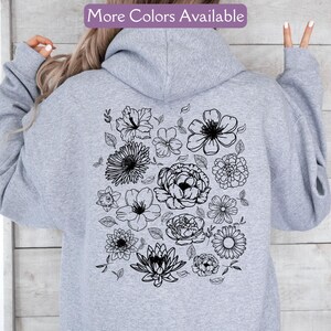 Wild Flower Hoodie Sweatshirt, Botanical Pullover, Floral Nature Sweatshirt, Garden Lover, Flower Lover Shirt Wildflower Cottagecore Hoodie