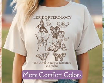 Vintage Butterfly Shirt, Comfort Colors® Moth Shirt, Cottagecore Shirt, Lepidopterology Shirt Entomology Shirt Butterfly Lover Monarch Shirt