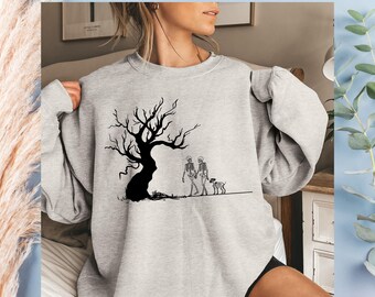 Halloween Skeleton Sweatshirt, Spooky Dog Lover Sweatshirt, Halloween Skeleton top, Couples Sweater, Scary Dog Walker