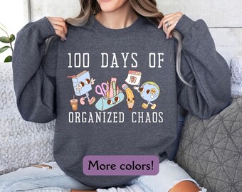 Retro 100 Days of School Sweatshirt, Teaching Future Leaders Shirt, Groovy Teacher Shirt, Cute Teacher Shirt, Kindergarten Teacher Tee