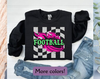 Retro Football Sweatshirt, Neon Football Team Sweatshirt, Football Game Sweatshirt, Gift For Football Dad Sweatshirt, Sports Dad Football