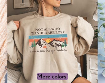 Sudadera de líder de tropa, sudadera para amantes del camping, sudadera de cuello redondo para senderismo, regalo para líder scout, sudadera linda de vendedor de galletas, camisa de scout para acampar