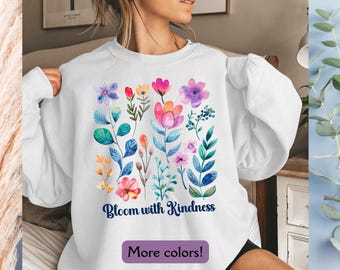 Kindness Sweatshirt, Therapist Gift, Mental Health Sweatshirt, Be Kind Retro Flower Pullover, Floral Kindness Crewneck, Teacher Gift