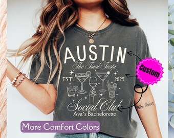 Custom Bachelorette Shirt, Comfort Colors® Cocktail Tee, Austin Bachelorette Shirt, Luxury Bridal Party, Location Bachelorette Party TShirt