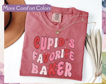 Valentine Baking Shirt, Comfort Colors® Baking Lover Tshirt, Cupid Cookie Shirt, Cute Groovy Valentine Gift Shirt, Cupid Baking Shirt