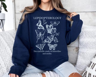 Vintage Butterfly Sweatshirt, Moth Sweatshirt, Cottagecore Sweatshirt, Lepidopterology Shirt, Entomology Shirt Butterfly Lover Monarch Shirt