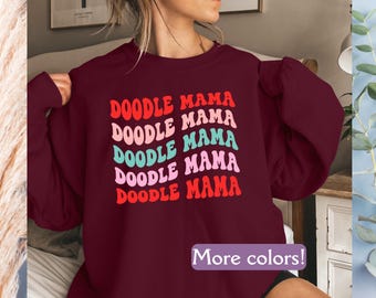 Sweat maman rose doodle, pull doodle Saint-Valentin, maman rose doodle, pull rétro pour amoureux des chiens, maman doodle de Noël, sweat-shirt maman chien