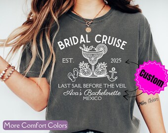 Chemises Cruise pour EVJF, Dernières voiles Comfort Colors®, Chemises personnalisées pour EVJF, Bateaux personnalisés Bach Club