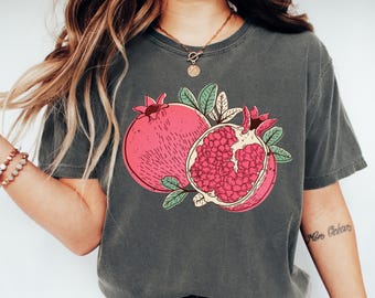 chemise grenade vintage, chemise fruit rétro Comfort Colors®, chemise grenade pastel, chemise graphique vintage foodie, chemise fruit esthétique