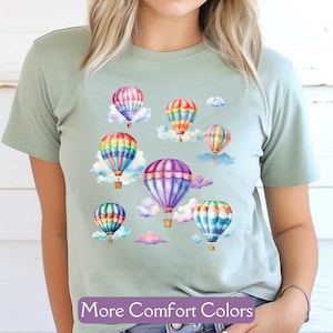 Hot Air Balloons T-Shirt, Comfort Colors® Hot Air Balloons, Cute Hot Air Balloon Festival Tee, Gift for Her, Hot Air Balloon Festival Shirt