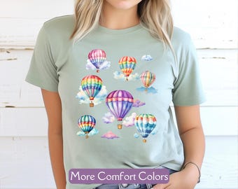 Hot Air Balloons T-Shirt, Comfort Colors® Hot Air Balloons, Cute Hot Air Balloon Festival Tee, Gift for Her, Hot Air Balloon Festival Shirt