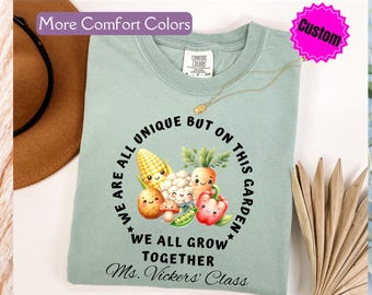 Comfort Colors® Teacher Shirt, Custom Teacher Tee, Vegetable 1st Grade Teacher Gift, PreSchool Garden Teacher T Shirt, Back to School TShirt