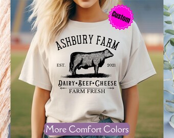 Custom Ranch Shirt Comfort Colors® Cattle Tee Gift for Cow Lover Dairy Cow Crewneck Rancher & Farmer Gift Western Bachelorette