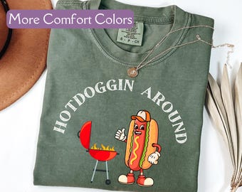 Hot Dog Shirt, Comfort Colors® Retro Funny Food Tee for Hot Dog Lovers, Cool Graphic 4th of July Gift, Perfect Trucker Hat Fan Apparel