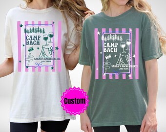 Custom Bachelorette Shirt, Glamping Camping Bridal Party Tee, Girls Hiking Trip Comfort Colors® T-Shirt, Girls Trip Matching Outfits