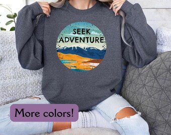 Mountain Adventure Sweatshirt for Summer Hiking & Road Trips - Cozy Travel Gift Sweater, Hiking Lover Sweatshirt, Camping Crewneck