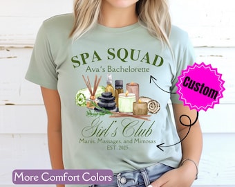 Custom Spa Bachelorette Shirt, Comfort Colors® Pamper Tee, Bachelorette Shirt, Luxury Bridal Party, Location Bachelorette Party TShirt