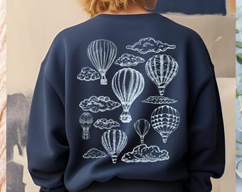 Minimalistisches Heißluftballon-Sweatshirt, Boho Albuquerque Sweatshirt, New Mexico Sweatshirt, Heißluftballon-Liebhaber, Travel Adventure Sweatshirt