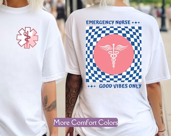 Retro ER Nurse Shirt, Comfort Colors® Checkered Nurse T Shirt, Emergency Room Nurse, Nurse Life, Nurse Graduation Gift, Nurse Appreciation