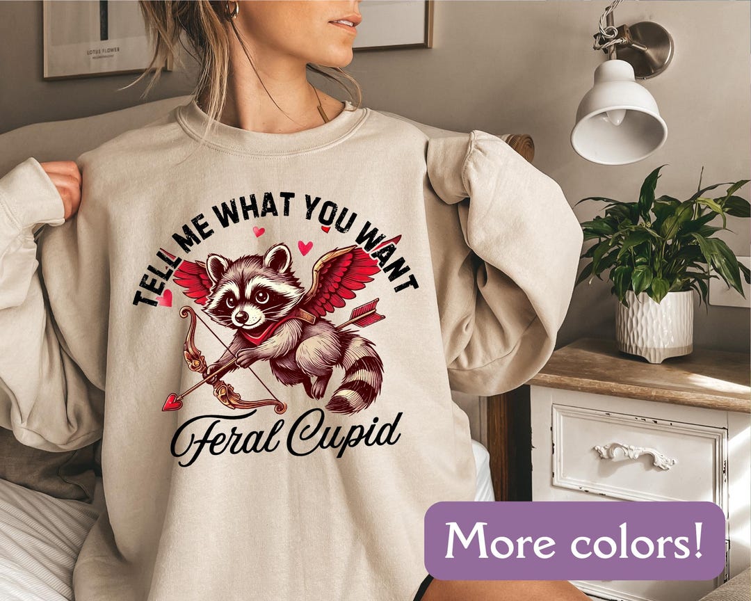 Cupid Raccoon Cupid Raccoon Valentine Sweatshirt, Cute Animal Sweatshirt, Sarcastic ...