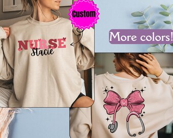 Custom Nurse Valentine Day Sweatshirt, Valentine Nurse Sweatshirt, Valentines Day Gift For Nurse, Registered Nurse Sweatshirt, XOXO Nurse
