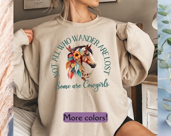 Western Sweatshirt, Vintage Cowgirl Pullover, Floral Horse, Country Travel Sweatshirt, Rodeo Girl Sweater, Horse Lover Shirt, Cowgirl Style