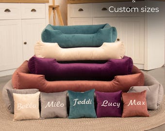 Personalized Velvet Pet Bed: Soft Dog or Cat Lounger