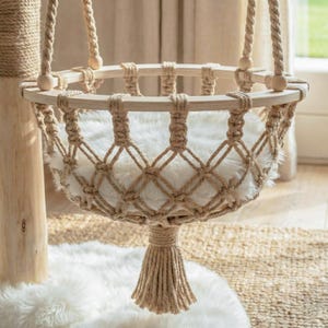 Modern Cat Tree Natural Wood, Tower Furniture with Cozy Hammock and Jute Scratcher image 6