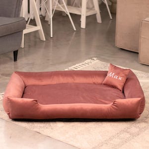 Velvet Dog Bed: Extra Large Pet Lounger with Personalized Cushion