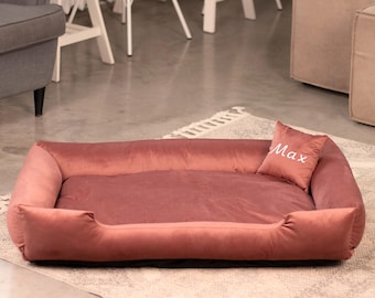 Velvet Dog Bed: Extra Large Pet Lounger with Personalized Cushion