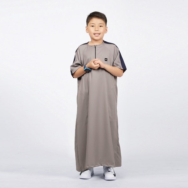 Short-sleeved Boys Gamis Plain Robe, Islamic Baby Clothes, Toddler Eid Outfit, Muslim Baby Boy Gift, Arabian Style, Cute Infant Robe DA06