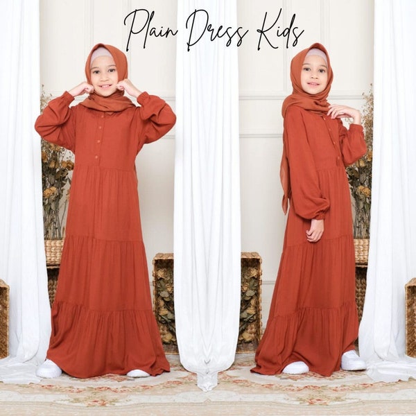 Children's Gamis Plain Dress, Abaya Muslim Baby Girl Robe, Islamic Clothing, Islamic Dress, Kid's Eid Clothes, Modest Ramadan Outfit DA05