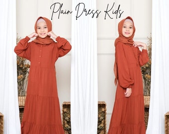 Children's Gamis Plain Dress, Abaya Muslim Baby Girl Robe, Islamic Clothing, Islamic Dress, Kid's Eid Clothes, Modest Ramadan Outfit DA05