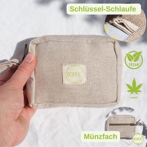 Geldbeutel Hanf | vegan | klein | minimalistisch | Portemonnaie | Schlüsseltasche | Beige | nachhaltig | Handmade Nepal | 11x8x2,5 cm