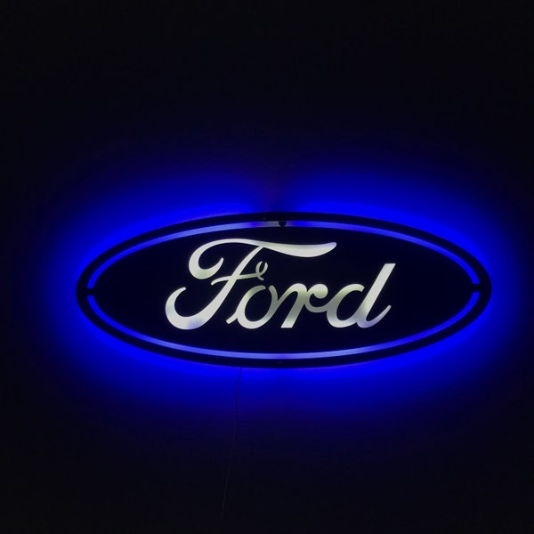 Metal Led Lighted Ford Sign, Ford Led Logo Wall Decor, Guy Gift For Car Lovers, Ford Garage Mancave Decor, Ford Neon Sign, Father's Day Gift