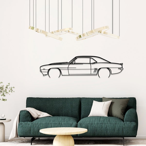 1969 Camaro Vintage Car Metal Wall Art, Cars Silhouette, Modern Metal Wall Art, Metal Wall Decor, Racing , Car Guy Gift, Gift For Car Lovers