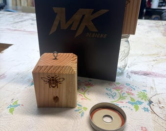 Fully operational No Bait Needed Wooden Carpenter Bee Trap Paperweights – Engraved Insect Block