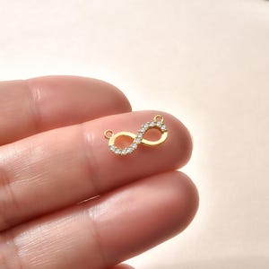 14K guldpläterad 925 sterlingsilver CZ Infinity-koppling, Infinity smyckestillverkningstillbehör