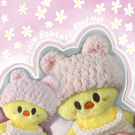 10cm Skzooぬいぐるみ用ハンドメイドかぎ針編みピンクのクマの帽子