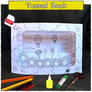 Printable Tunnel Book Coloring PDF 3D Craft Instant Download Kit