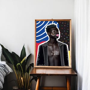 Gay Art Print - Vivere è essere G - Stampa artistica mista vibrante di arte queer - Decorazione murale per la casa LGBTQ+