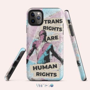 Transgender Phone Case – Unique LGBTQ+ Art Design – Freedom Transgender iPhone Cover – Trans Flag Color Tough Case