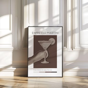 Espresso Martini Cocktail Print - Retro Alcohol Poster Bar Cart Art - Great Gift for Mixologist & Cocktail Lovers