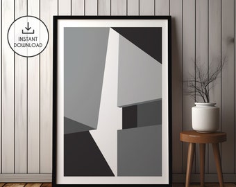 Shapescape Architectural Poster Black & White 003 - Geometric Print Art - Downloadable Wall Art