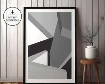 Shapescape Architectural Poster Black & White 002 - Contemporary Wall Art - Minimalist Home Decor